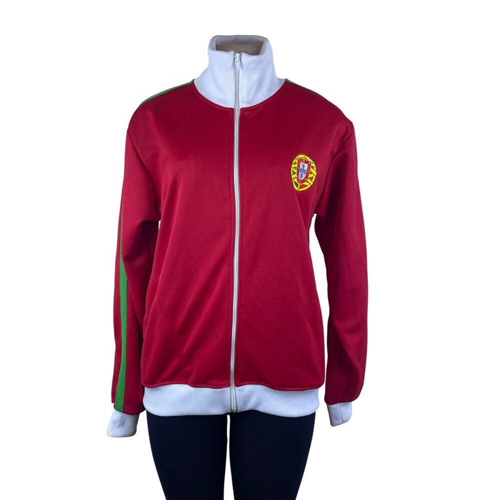 Portugal Women’s Red Track Jacket Full Zip With White & Green Trim Sz 2 - New
